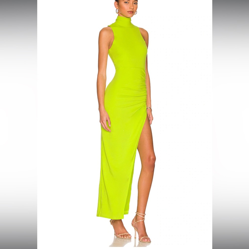Janet Slit Midi Dress in Lime